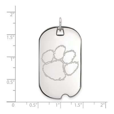 Clemson University 10K White Gold Tiger Paw Large Dog Tag Pendant – view 2