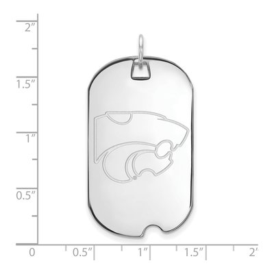 Kansas State University 10K White Gold Wildcat Large Dog Tag Pendant – view 2