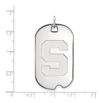 Michigan State University 10K White Gold Large Spartans Dog Tag Letter S Pendant – view 2