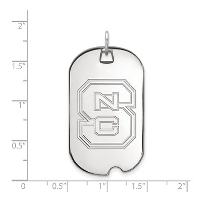 North Carolina State University 10K White Gold N-C-S Large Dog Tag Pendant – view 2