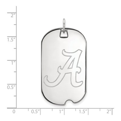 University of Alabama 10K White Gold Large Dog Tag Pendant – view 2