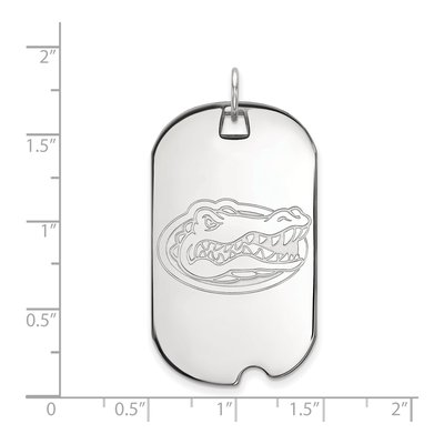 University of Florida 10K White Gold Gator Large Dog Tag Pendant – view 2