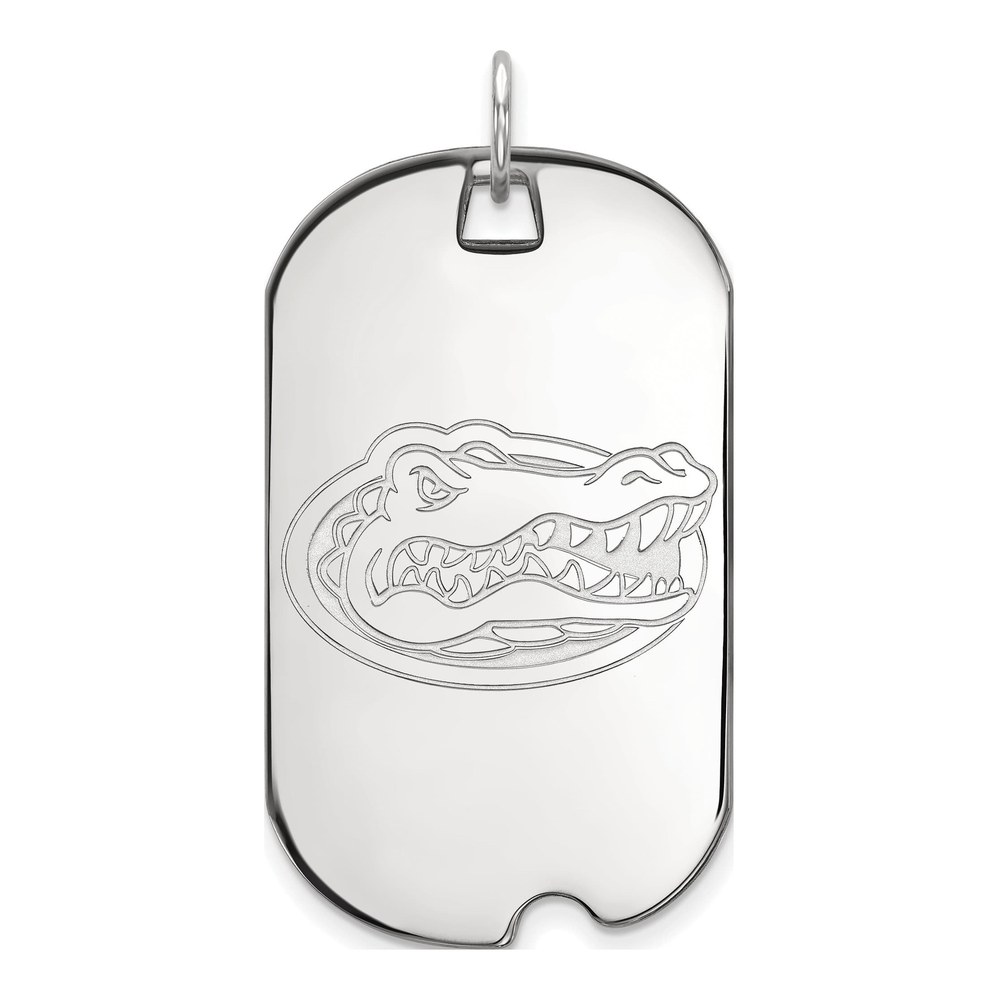 10K White Gold Logoart University Of Florida Gator Large Dog Tag Pendant