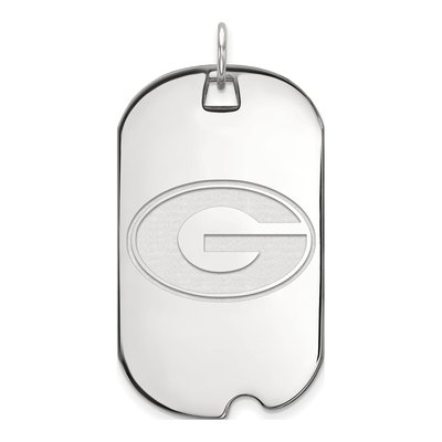 University of Georgia 10K White Gold Large Dog Tag Letter G Pendant