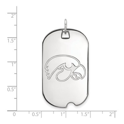 University of Iowa 10K White Gold Large Hawk Dog Tag Pendant – view 2