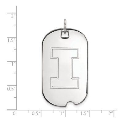 University of Illinois 10K White Gold Letter I Large Dog Tag Pendant – view 2