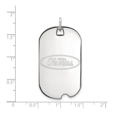 University of Mississippi 10K White Gold Ole Miss Large Dog Tag Pendant – view 2