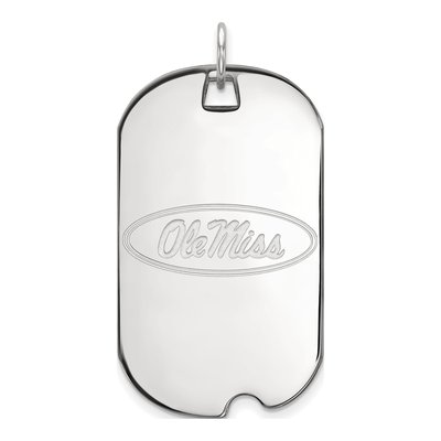 University of Mississippi 10K White Gold Ole Miss Large Dog Tag Pendant