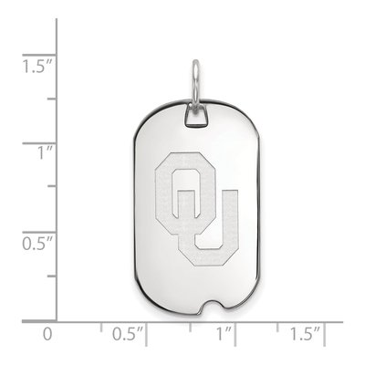 University of Oklahoma 10K White Gold O-U Small Dog Tag Pendant – view 2