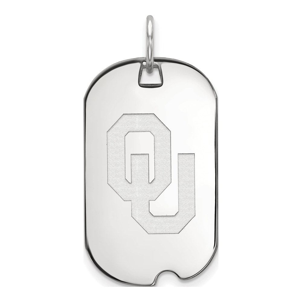 10K White Gold Logoart University Of Oklahoma O-U Small Dog Tag Pendant