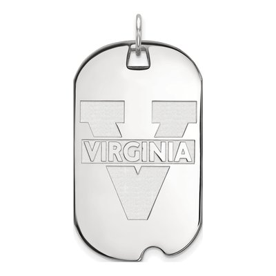 University of Virginia 10K White Gold Large Dog Tag Pendant