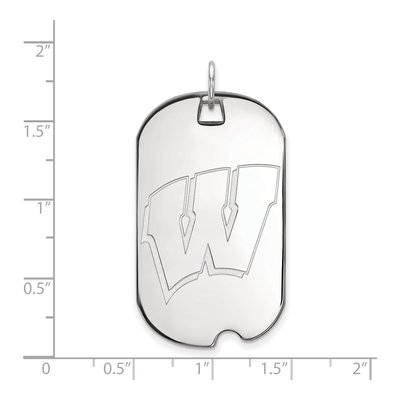 University of Wisconsin 10K White Gold Large Dog Tag Letter W Pendant – view 2