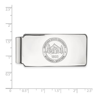 10K White Gold Logoart Montana State University Crest Money Clip – view 2