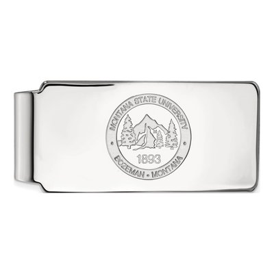 10K White Gold Logoart Montana State University Crest Money Clip