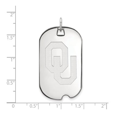 University of Oklahoma 10K White Gold O-U Large Dog Tag Pendant – view 2
