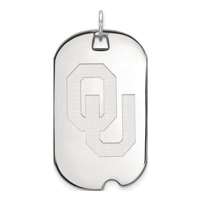 University of Oklahoma 10K White Gold O-U Large Dog Tag Pendant