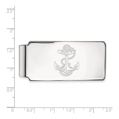 10K White Gold Logoart Us Naval Academy Anchor Money Clip – view 2