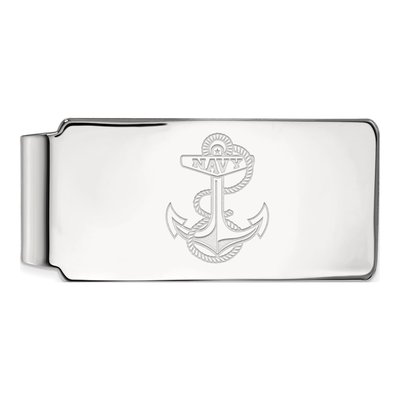 10K White Gold Logoart Us Naval Academy Anchor Money Clip