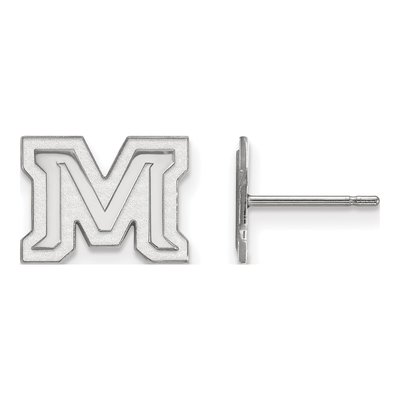 Montana State University 10K White Gold Letter M Stud Earrings