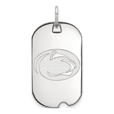 Pennsylvania State University 10K White Gold Penn Lion Small Dog Tag Pendant