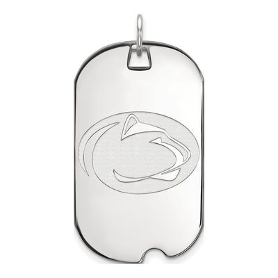 Pennsylvania State University 10K White Gold Penn Lion Large Dog Tag Pendant