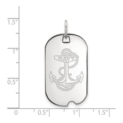 United States Naval Academy 10K White Gold Small US Anchor Dog Tag Pendant – view 2