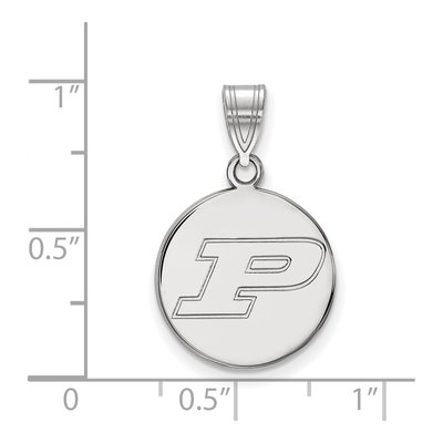 Purdue University 10K White Gold Medium Disc Letter P Pendant – view 2
