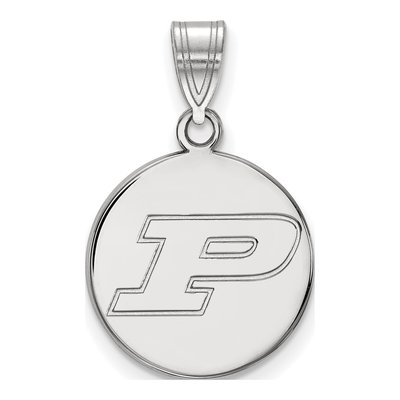 Purdue University 10K White Gold Medium Disc Letter P Pendant