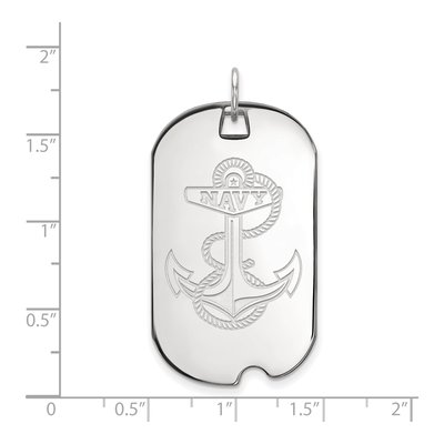 United States Naval Academy 10K White Gold Large US Anchor Dog Tag Pendant – view 2