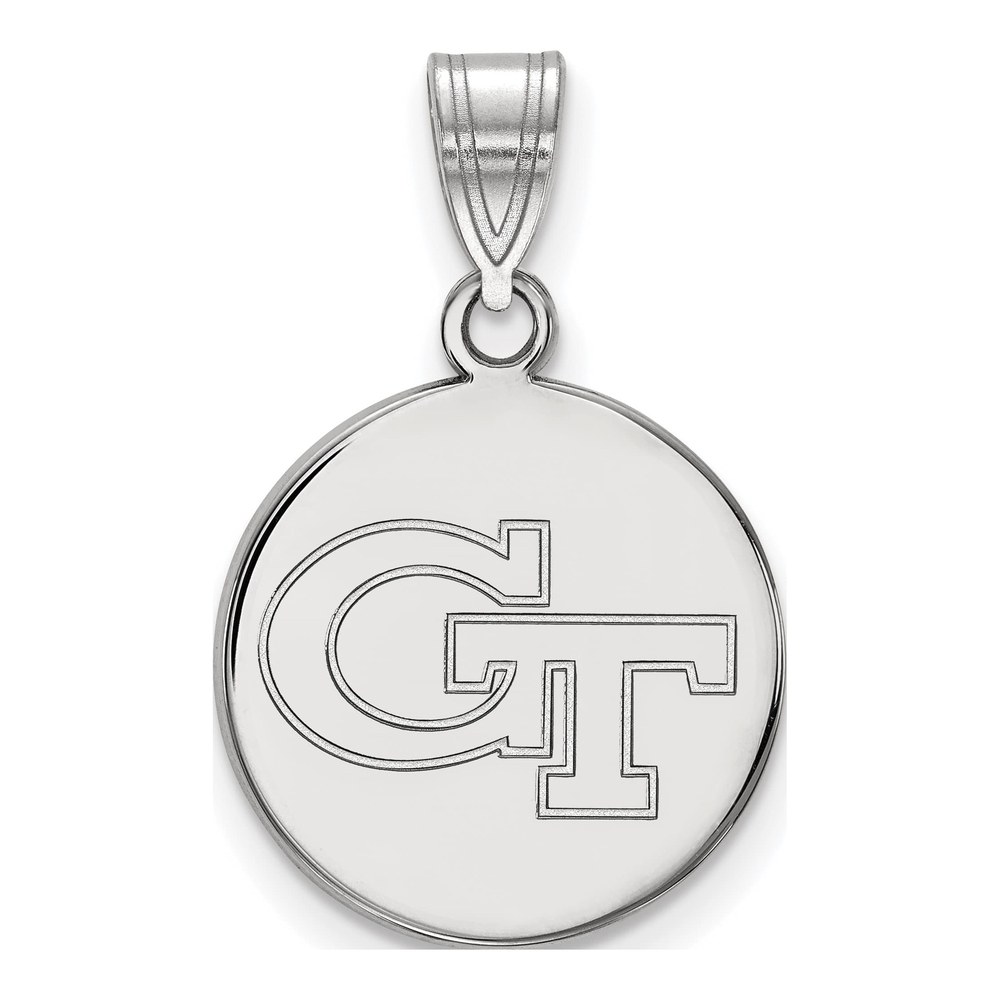 10K White Gold Logoart Georgia Institute Of Technology G-T Medium Disc Pendant