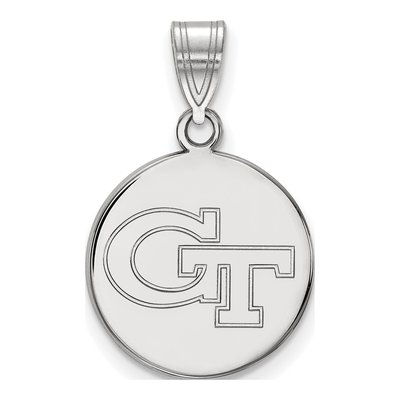 Georgia Institute of Technology 10K White Gold G-T Medium Disc Pendant