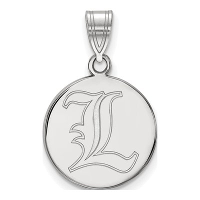 University of Louisville 10K White Gold Medium Disc Letter L Pendant