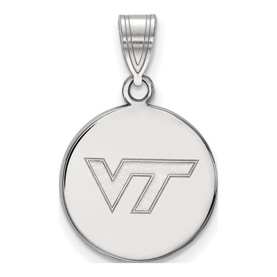Virginia Tech 10K White Gold V-T Medium Disc Pendant