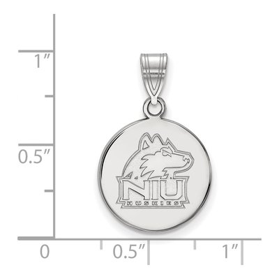 Northern Illinois University 10K White Gold N-I-U Huskies Medium Disc Pendant – view 2