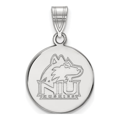 Northern Illinois University 10K White Gold N-I-U Huskies Medium Disc Pendant