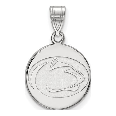Pennsylvania State University 10K White Gold Penn Lion Medium Disc Pendant