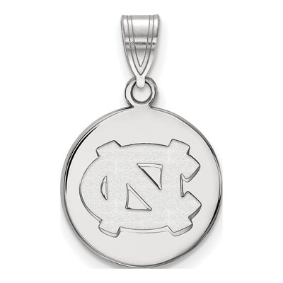 University of North Carolina 10K White Gold N-C Medium Disc Pendant