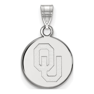 University of Oklahoma 10K White Gold O-U Small Disc Pendant