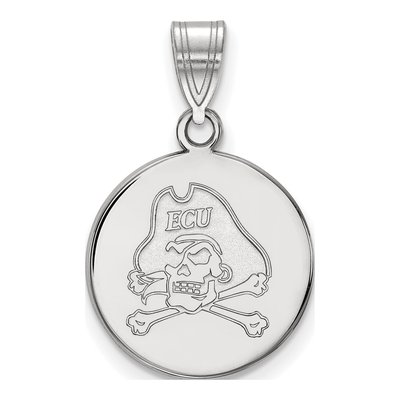 East Carolina University 10K White Gold Pirate Medium Disc Pendant