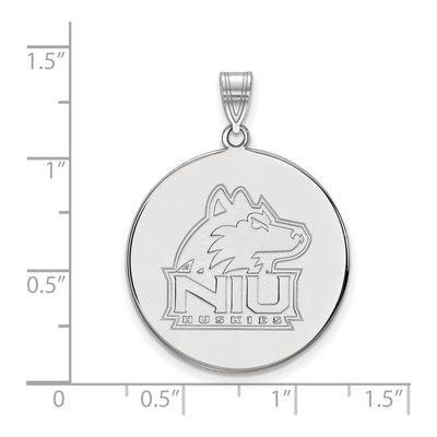 Northern Illinois University 10K White Gold N-I-U Huskies Extra Large Disc Pendant – view 2