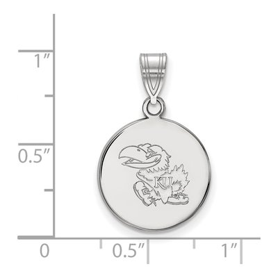 University of Kansas 10K White Gold Jayhawk Medium Disc Pendant – view 2