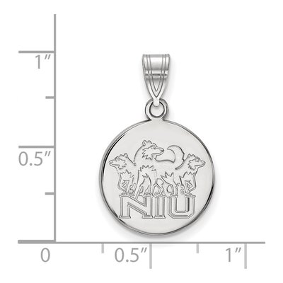Northern Illinois University 10K White Gold Medium N-I-U Pendant – view 2