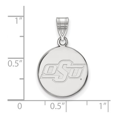 Oklahoma State University 10K White Gold O-S-U Small Disc Pendant – view 2
