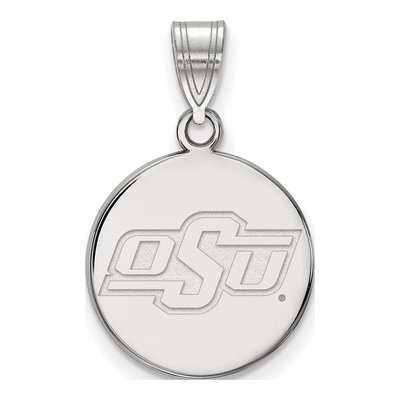 Oklahoma State University 10K White Gold O-S-U Small Disc Pendant
