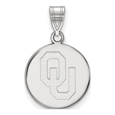 University of Oklahoma 10K White Gold O-U Medium Disc Pendant