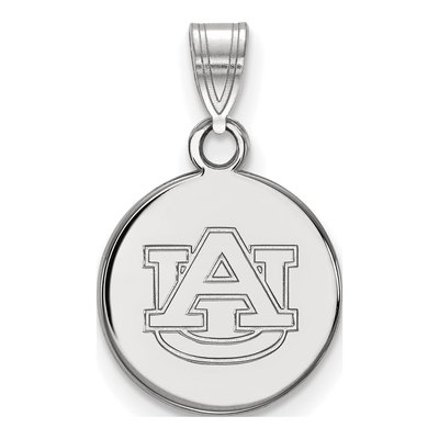 Auburn University 10K White Gold Small Disc Pendant