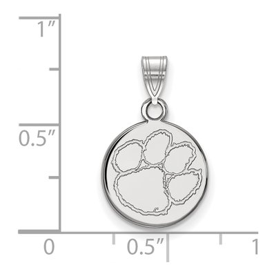Clemson University 10K White Gold Tiger Paw Small Disc Pendant – view 2