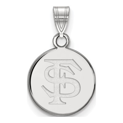 Florida State University 10K White Gold F-S Small Disc Pendant