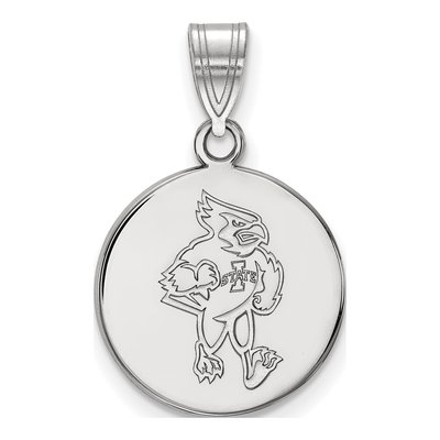 Iowa State University 10K White Gold Cardinal Medium Disc Pendant