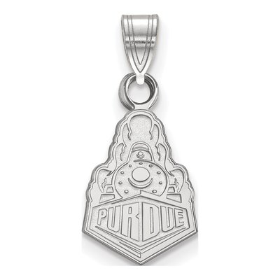 Purdue University 10K White Gold Boilermakers Train Small Pendant